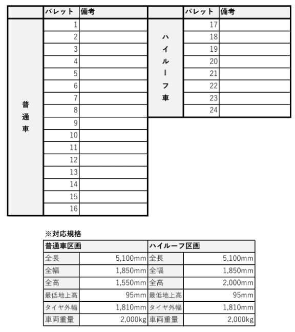 榴岡レジデンス壱番館駐車場の駐車配置図