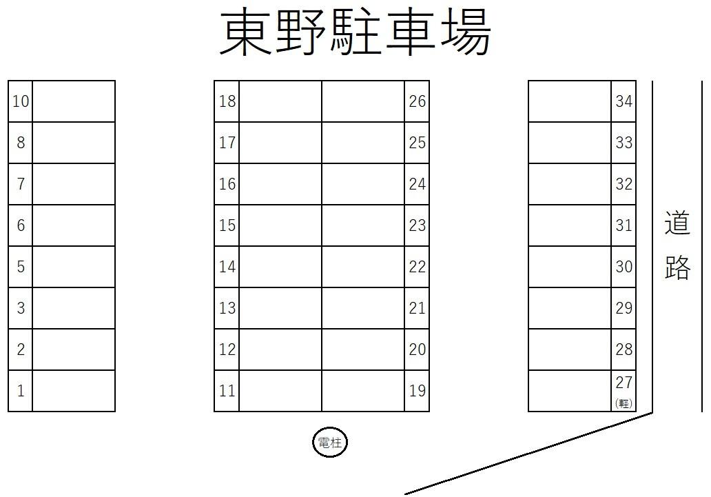 東野駐車場の駐車配置図