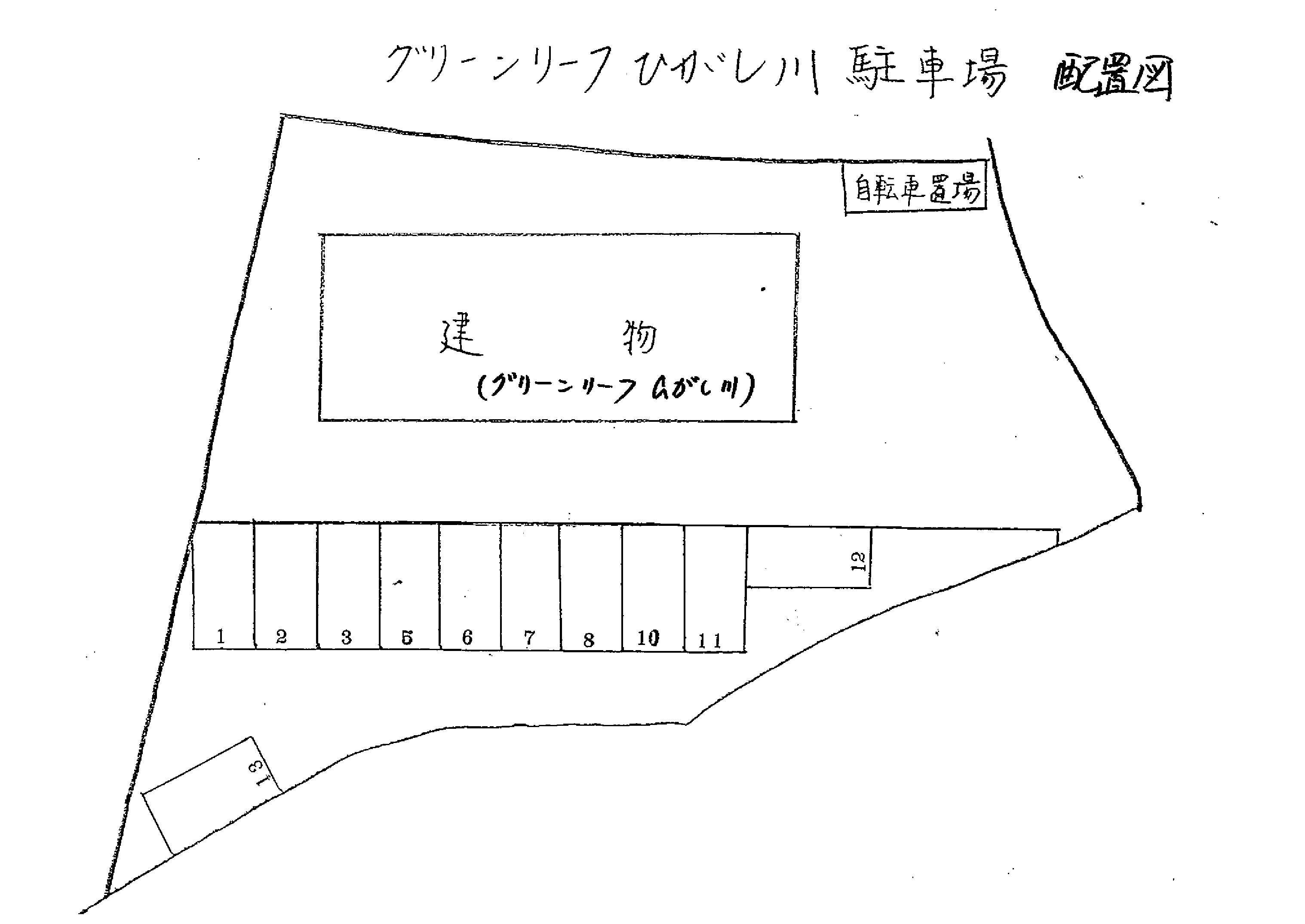 グリーンリーフひがし川の駐車配置図