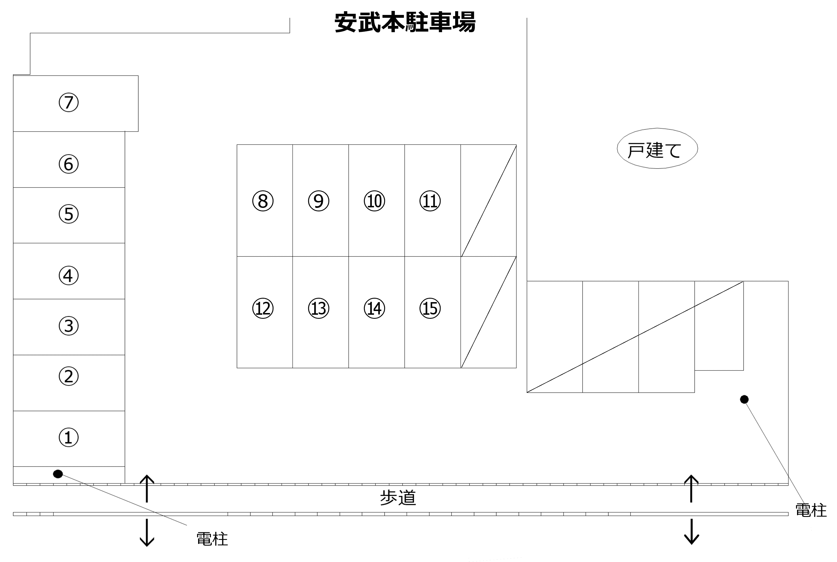 安武本駐車場の駐車配置図