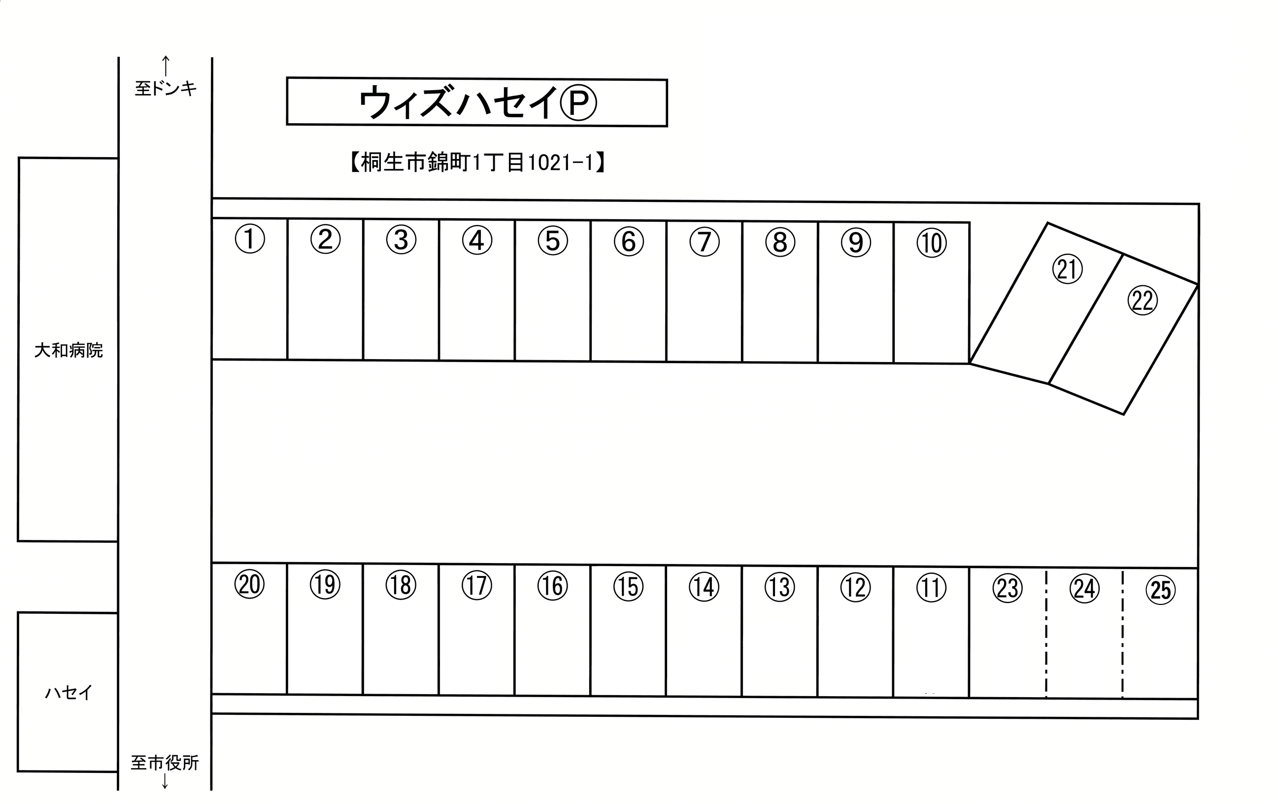 ウィズハセイPの駐車配置図