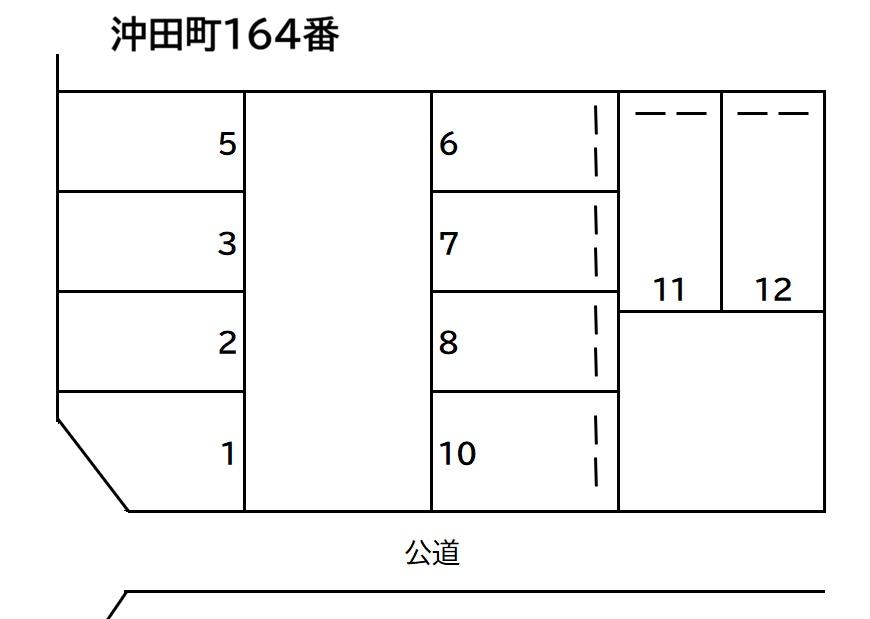 沖田町164番の駐車配置図