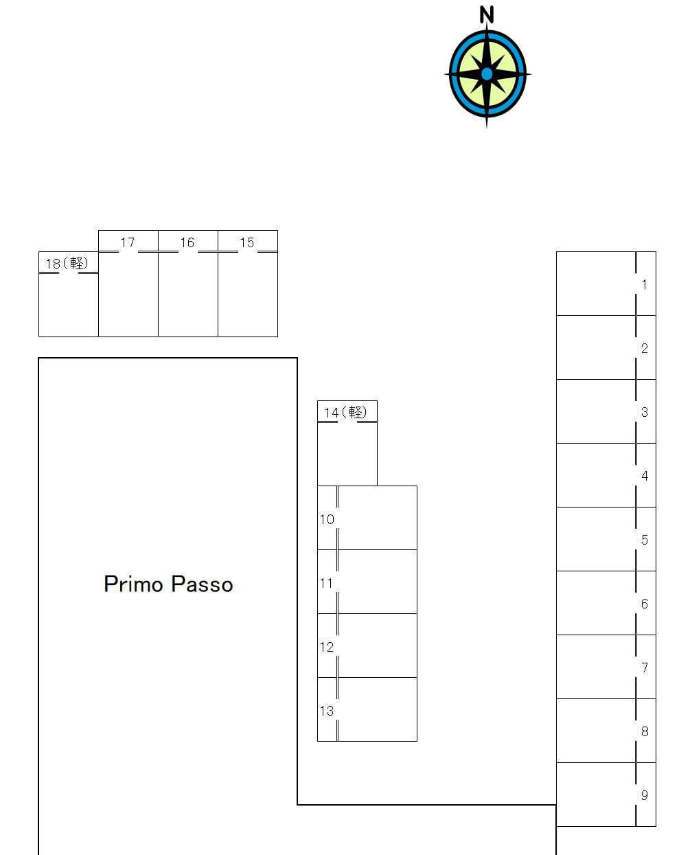 Primo Passoの駐車配置図