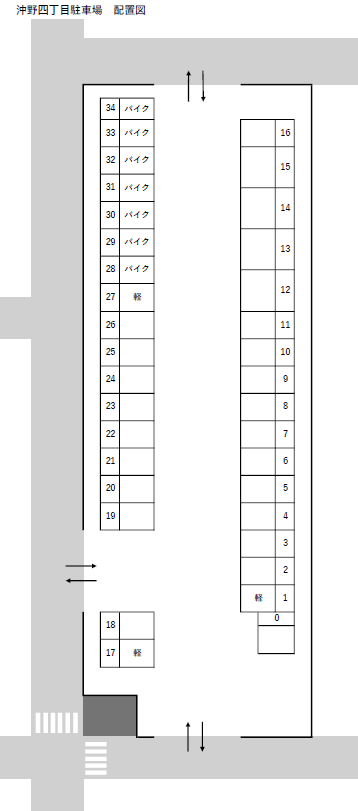 沖野四丁目駐車場の駐車配置図