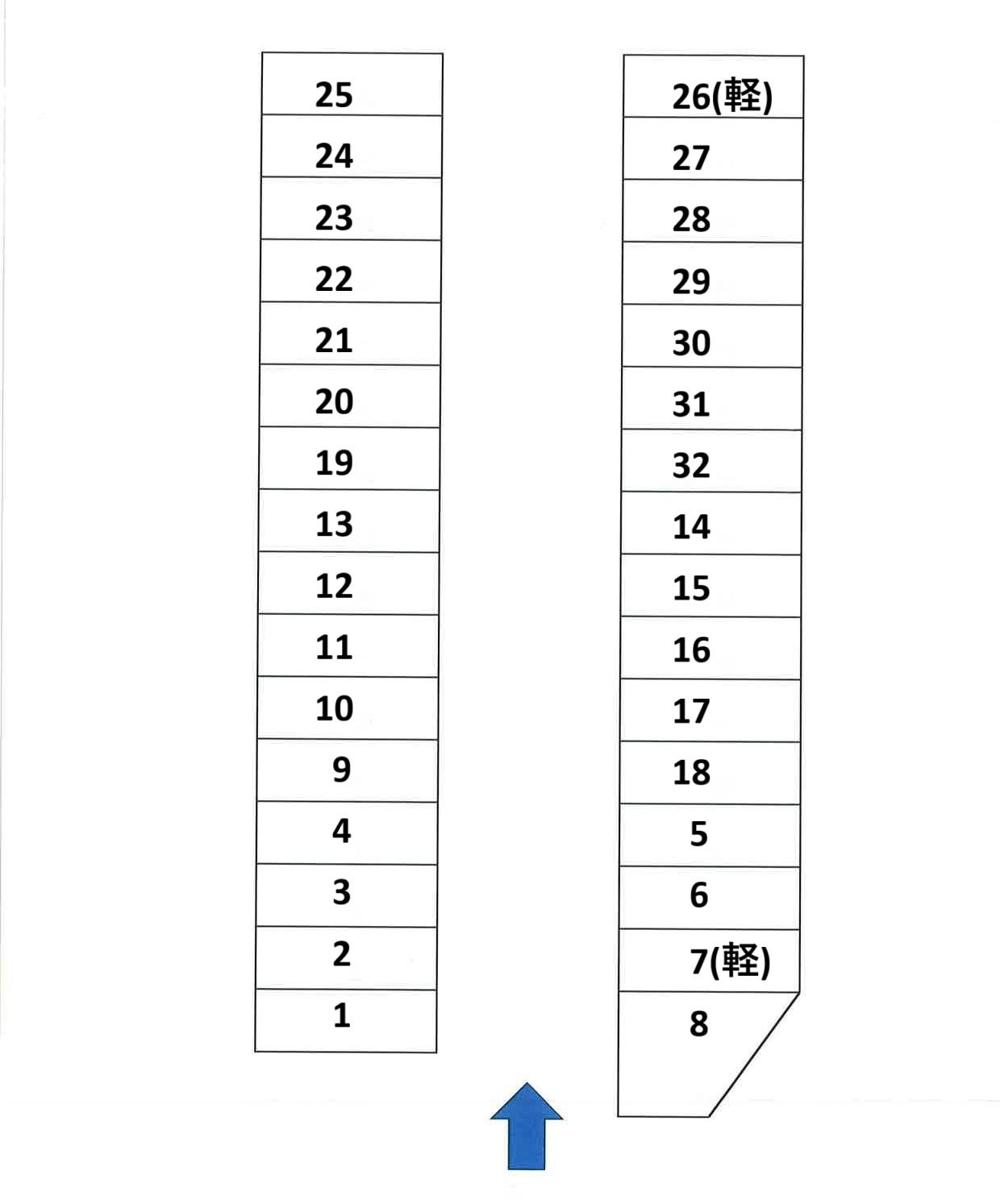 丘中前月極駐車場の駐車配置図