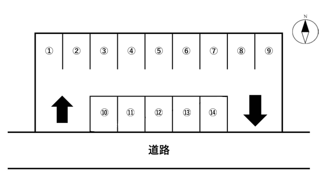 高屋西浦月極駐車場の駐車配置図