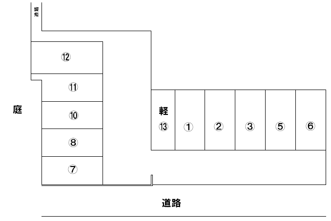 金原ガレージの駐車配置図