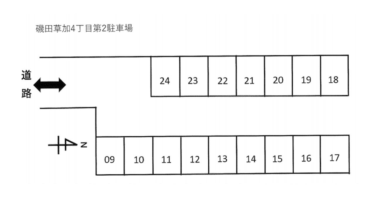 磯田草加4丁目第2駐車場の駐車配置図