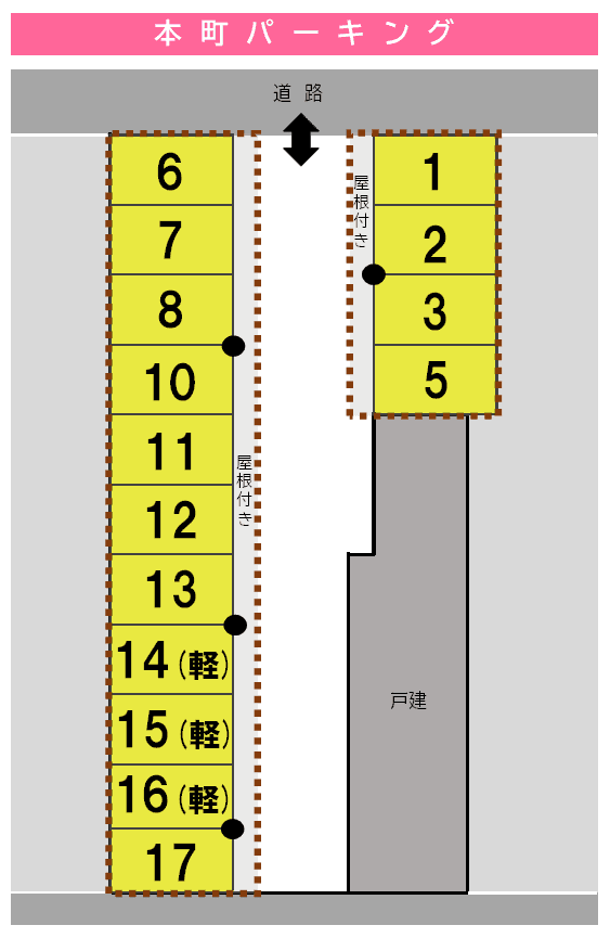 本町パーキングの駐車配置図