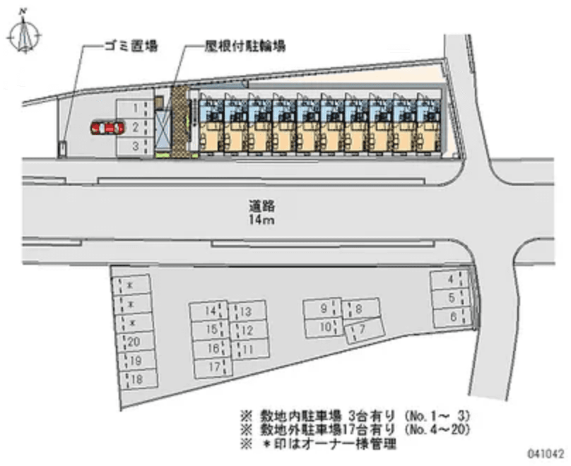 INOUE(41042) 敷地外駐車場の駐車配置図