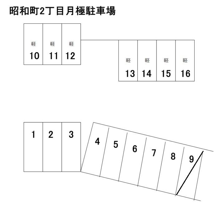 昭和町2丁目月極駐車場の駐車配置図