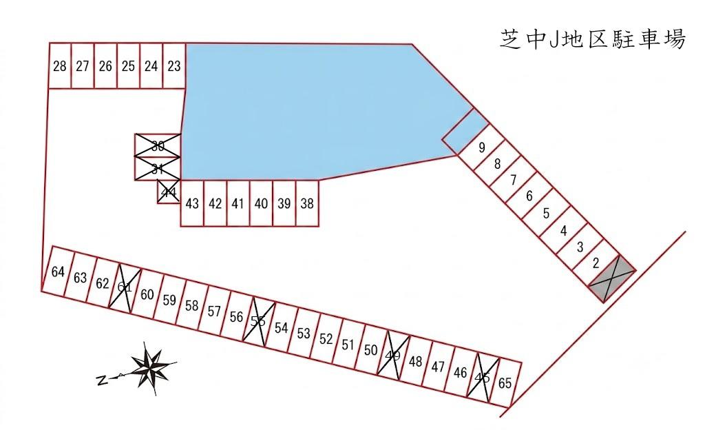 芝中J地区駐車場の駐車配置図