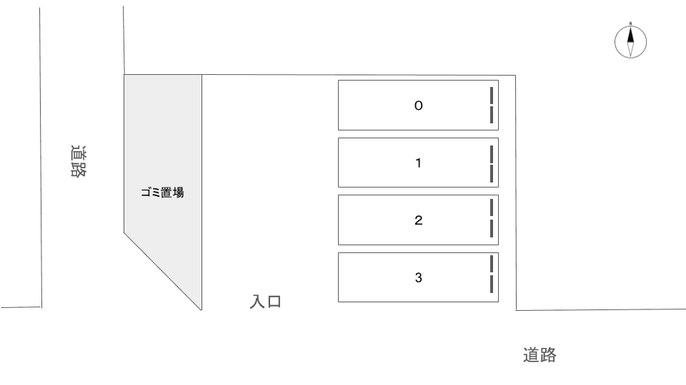 久世南垣内ガレージの駐車配置図