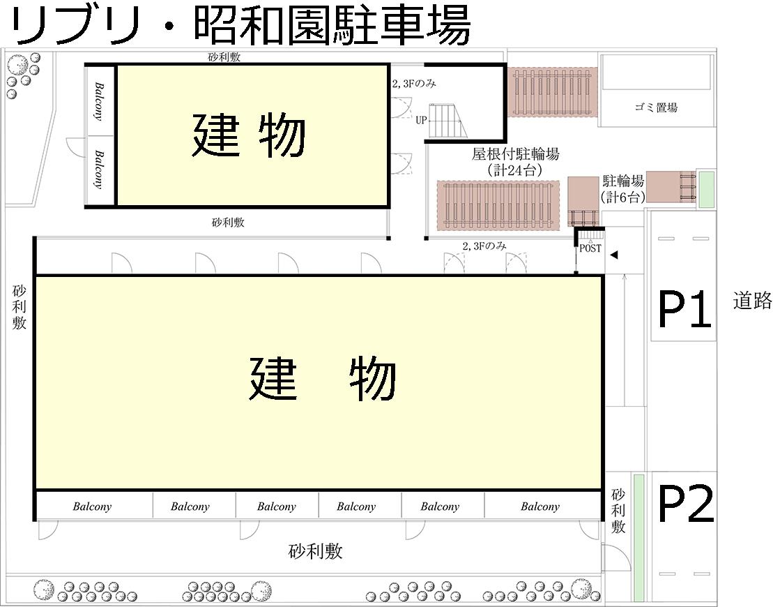 リブリ・昭和園駐車場の駐車配置図