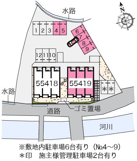 ピースフルコートⅡ(55419) 敷地外駐車場の駐車配置図