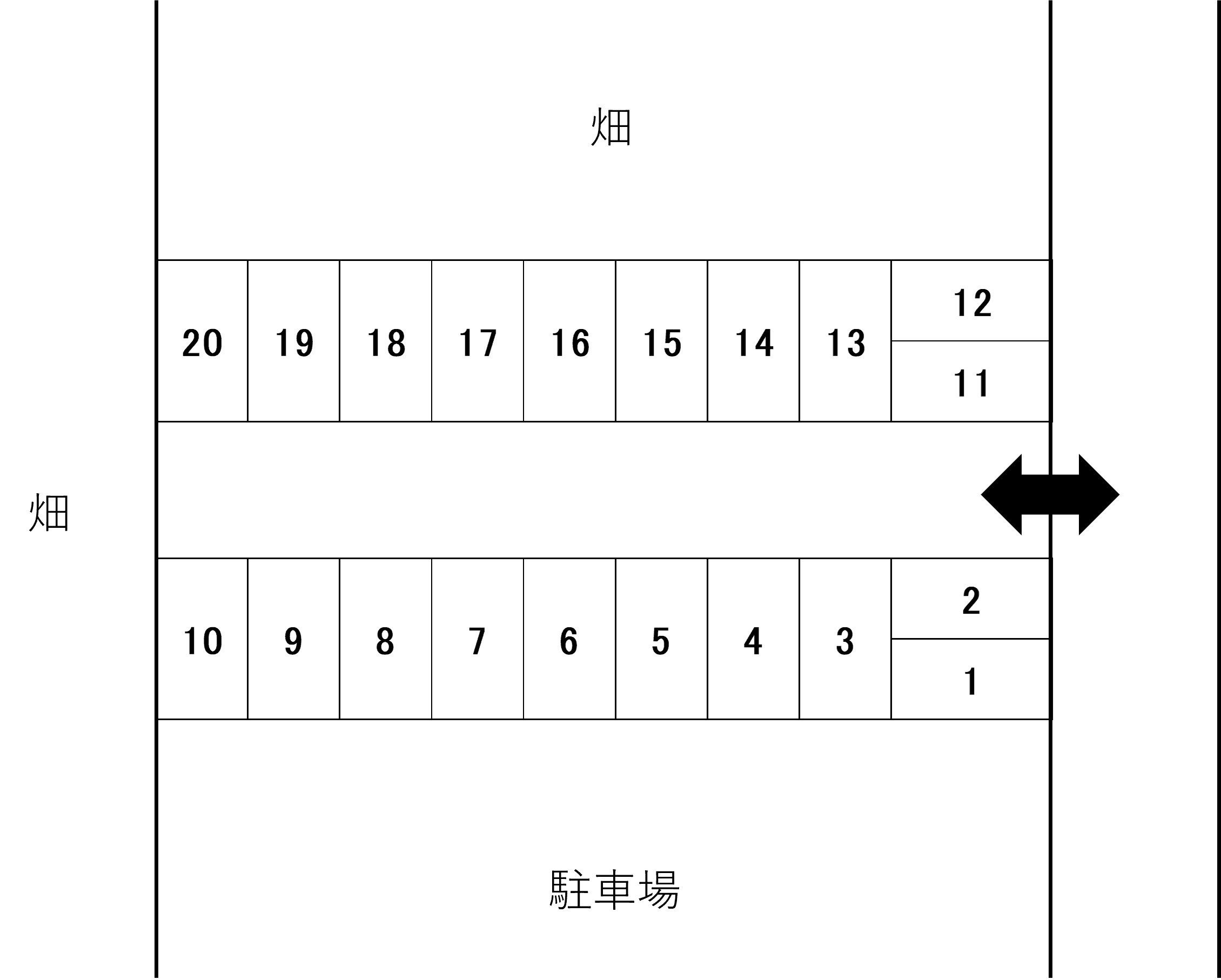 北原池田第4駐車場の駐車配置図