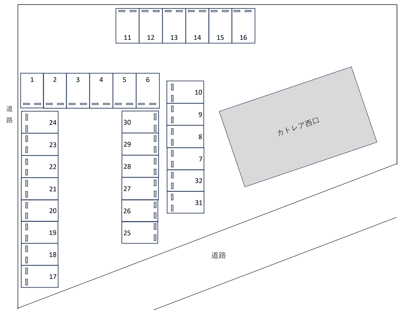 カトレアニシグチガレージの駐車配置図