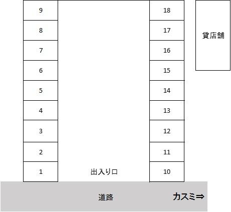 北村宝町駐車場の駐車配置図
