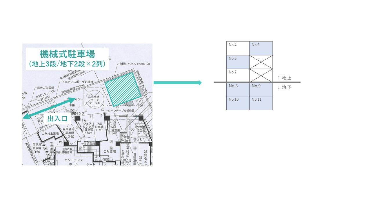 下連雀4丁目駐車場の駐車配置図