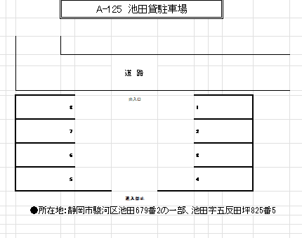A-125池田貸駐車場の駐車配置図