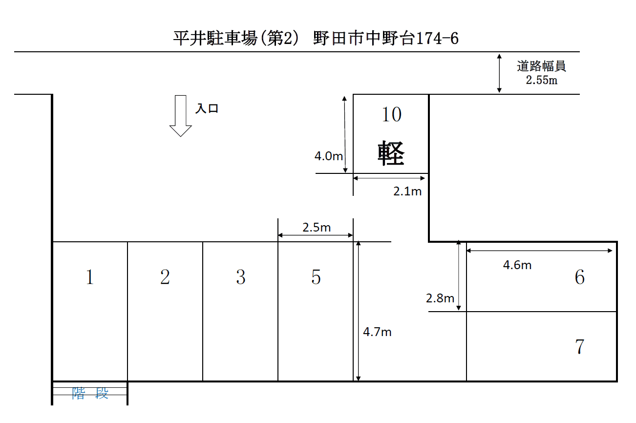 平井駐車場(第2)の駐車配置図