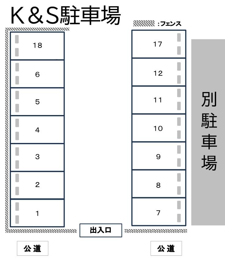 K&S駐車場の駐車配置図