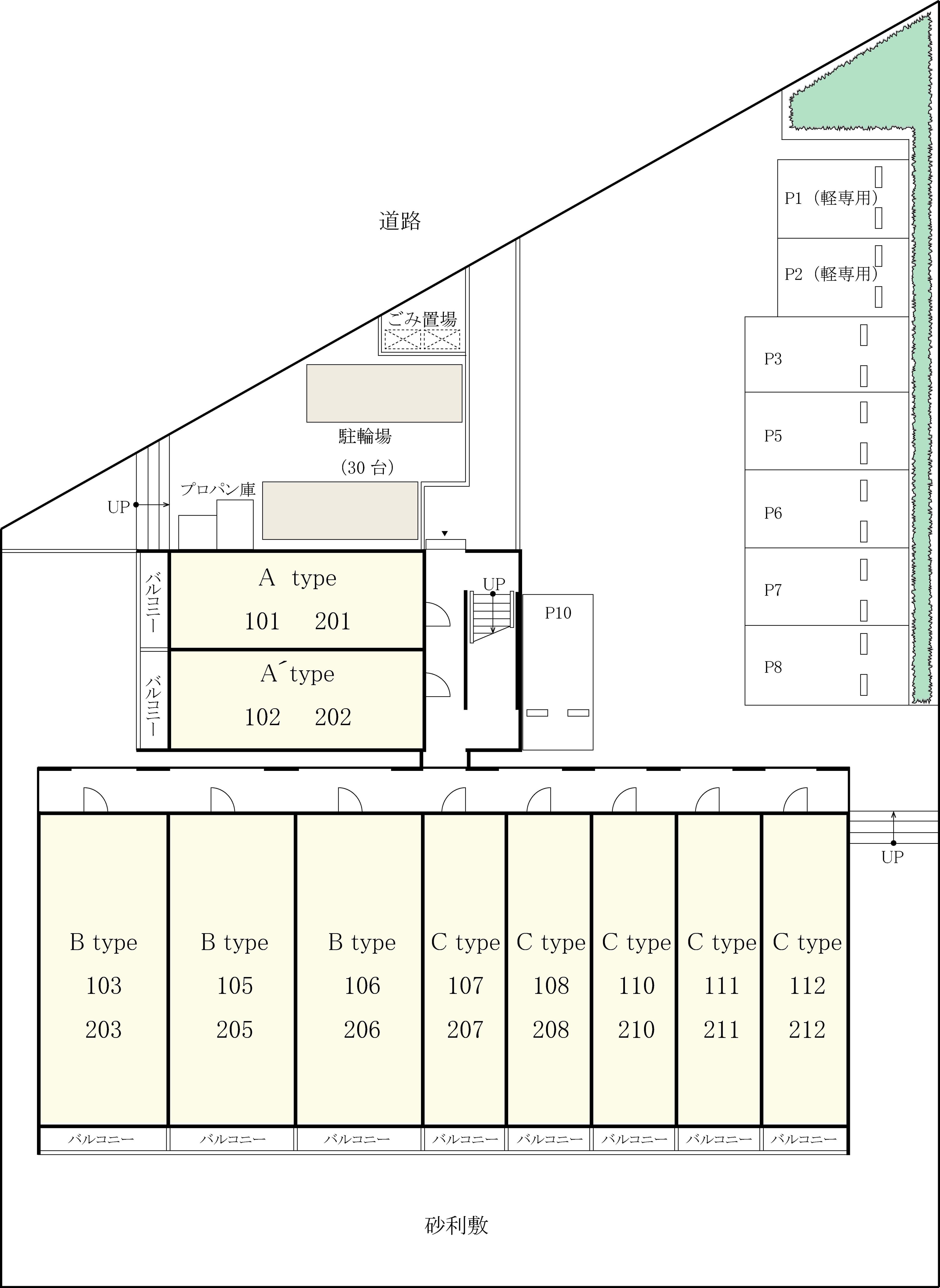 リブリ・Bella Vita駐車場の駐車配置図