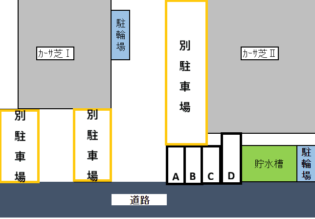 カーサ芝駐車場の駐車配置図