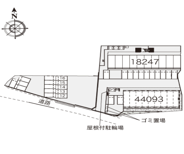 コスモ(18247) 敷地外駐車場の駐車配置図