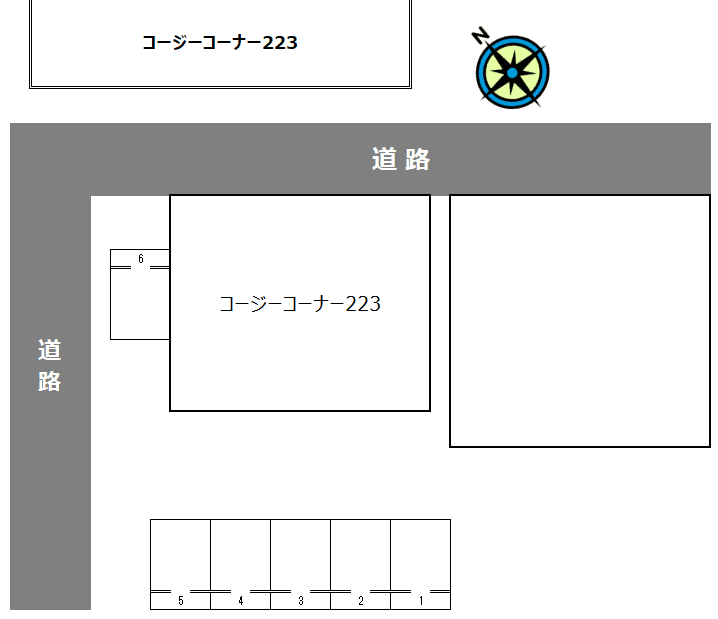 コージーコーナー223の駐車配置図