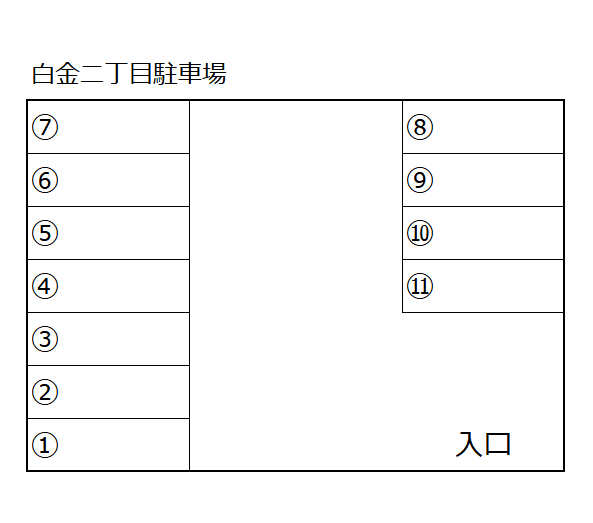 白金2丁目駐車場の駐車配置図