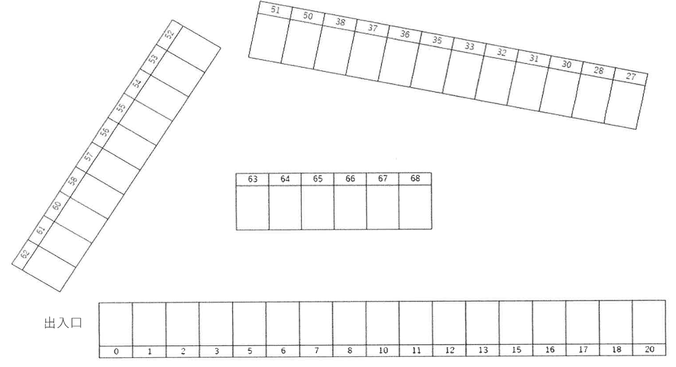 キタノガレージの駐車配置図