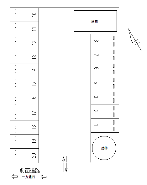 中川モータープールの駐車配置図
