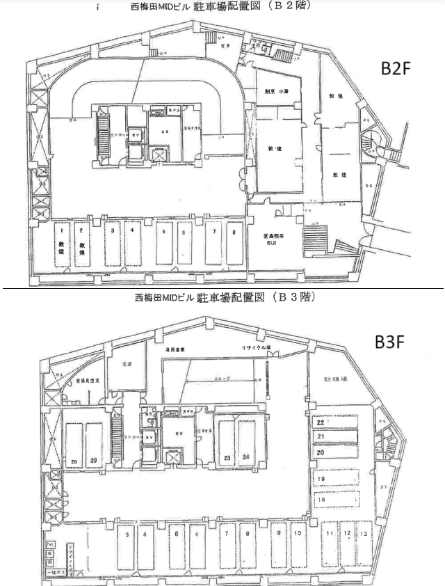 KF-Park関電不動産西梅田ビルの駐車配置図
