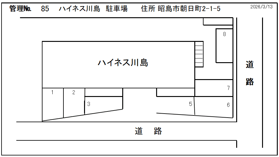 ハイネス川島駐車場の駐車配置図