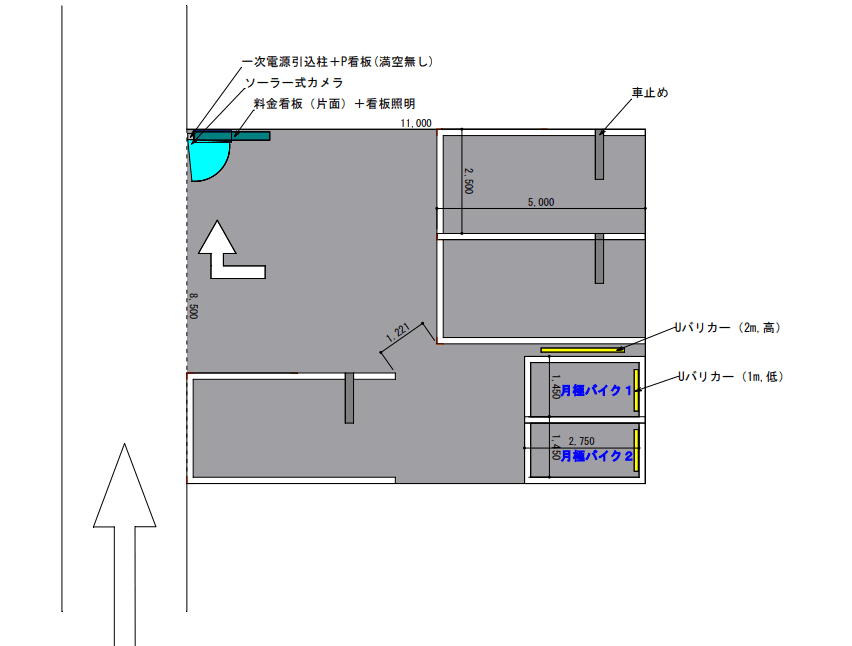 QR小田原第3駐車場内バイク用駐車場の駐車配置図