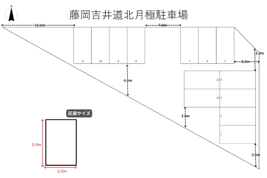 藤岡吉井道北月極駐車場の駐車配置図