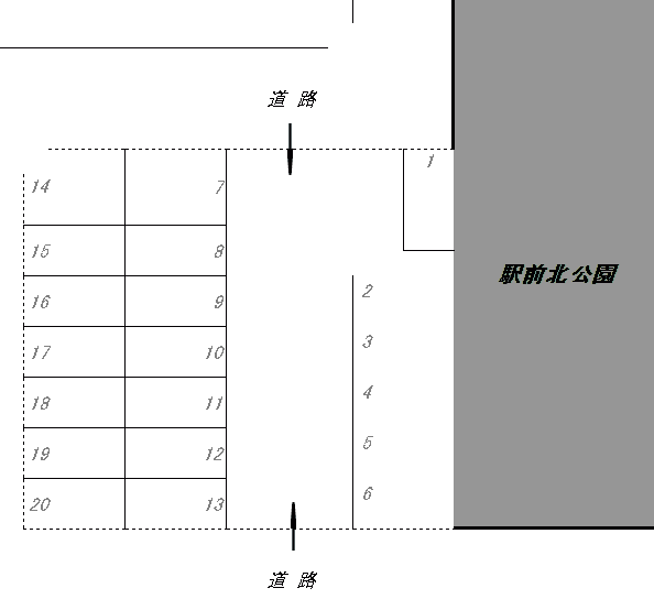 駅前2丁目パーキングの駐車配置図