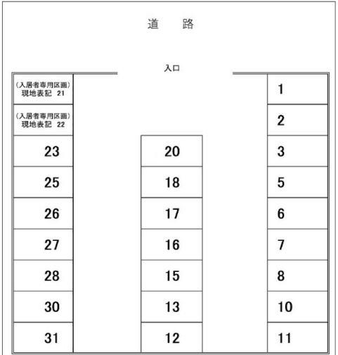 リバーパーク大宮モータープールの駐車配置図