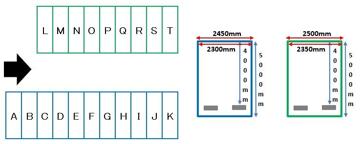 北安江K2パーキングの駐車配置図