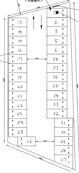 二上駅前第6の駐車配置図