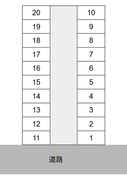 スマイルパーク38号の駐車配置図