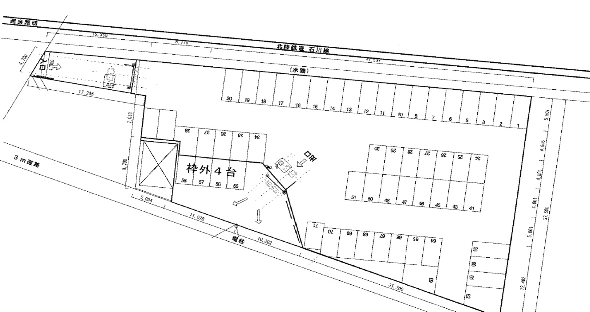 システムパーク西泉駅前の駐車配置図