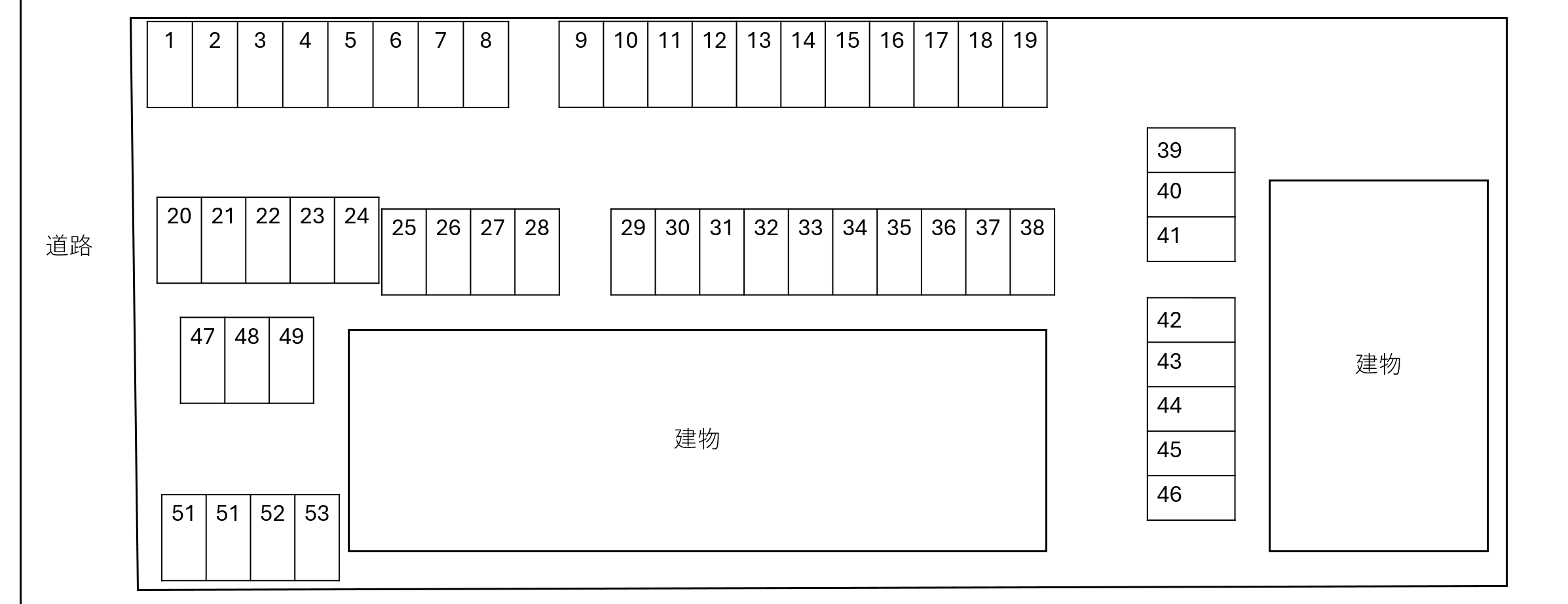 リラフォート橘D・E・F駐車場の駐車配置図