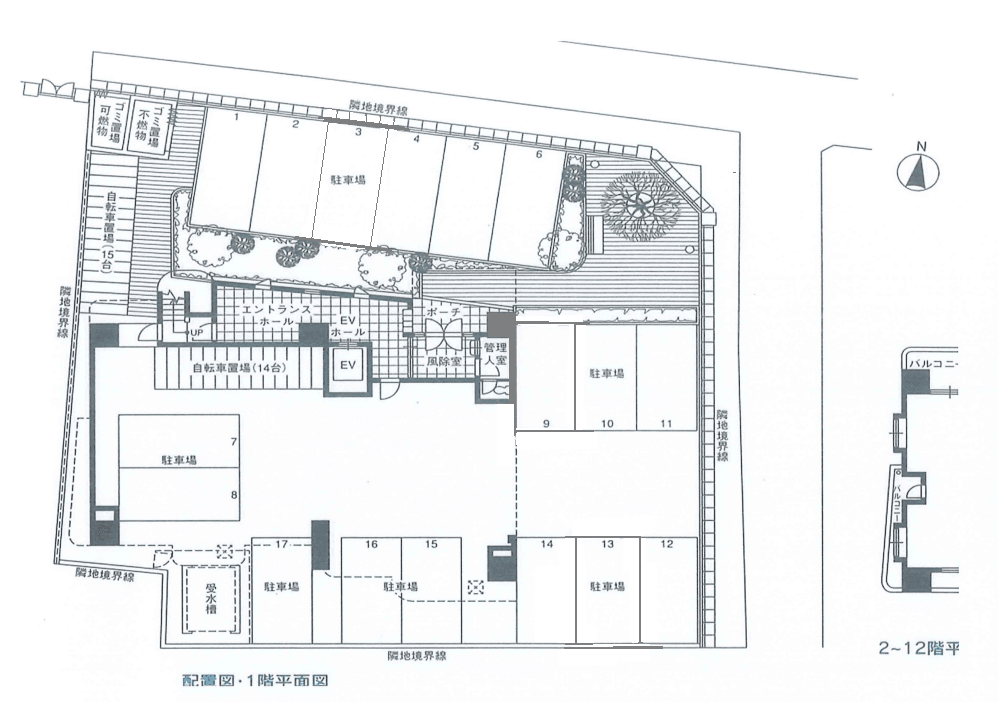 ハウベスト赤坂けやき通りの駐車配置図