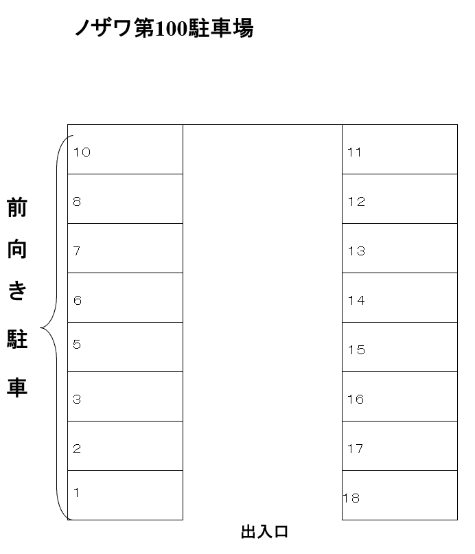 ノザワ第100駐車場の駐車配置図