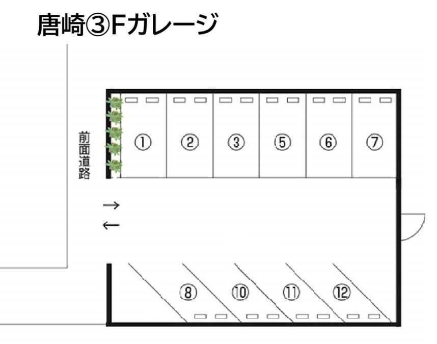 唐崎③Fガレージの駐車配置図