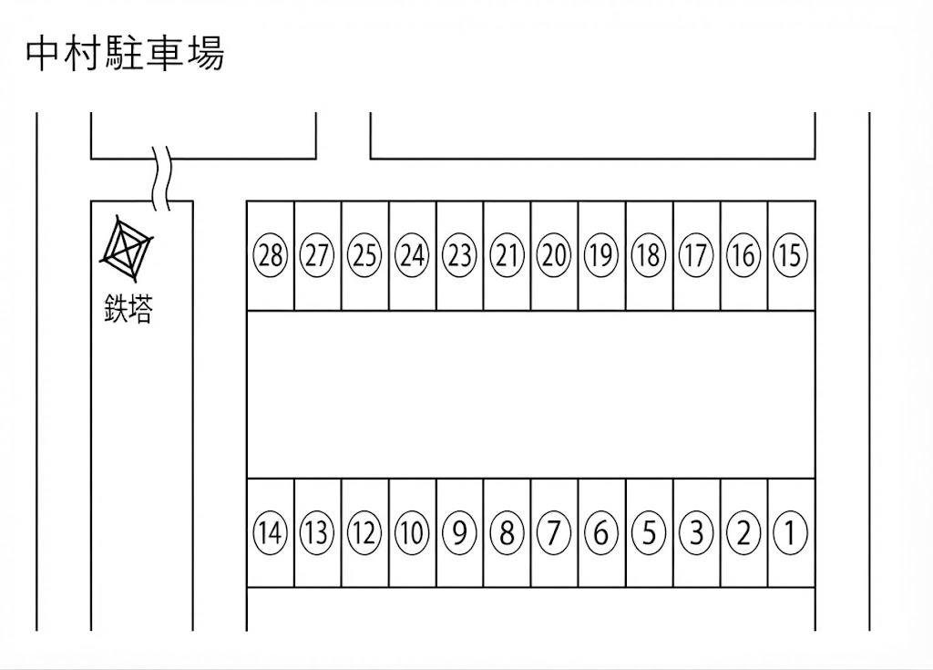 中村駐車場の駐車配置図