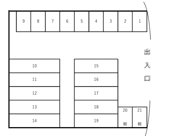 新田町2丁目乙1756-1 駐車場の駐車配置図