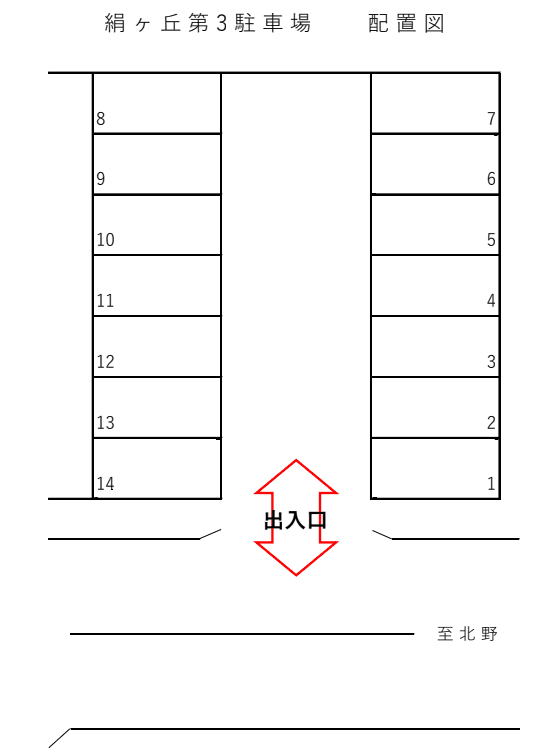 絹ヶ丘第3駐車場の駐車配置図